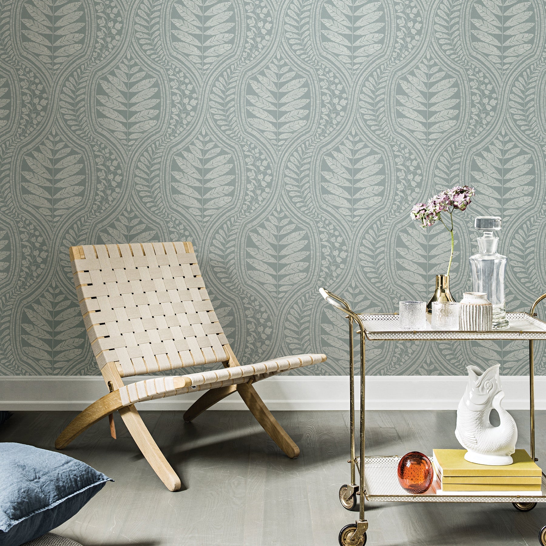 A-Street Prints Juno Teal Ogee Wallpaper, 20.5-in by 33-ft