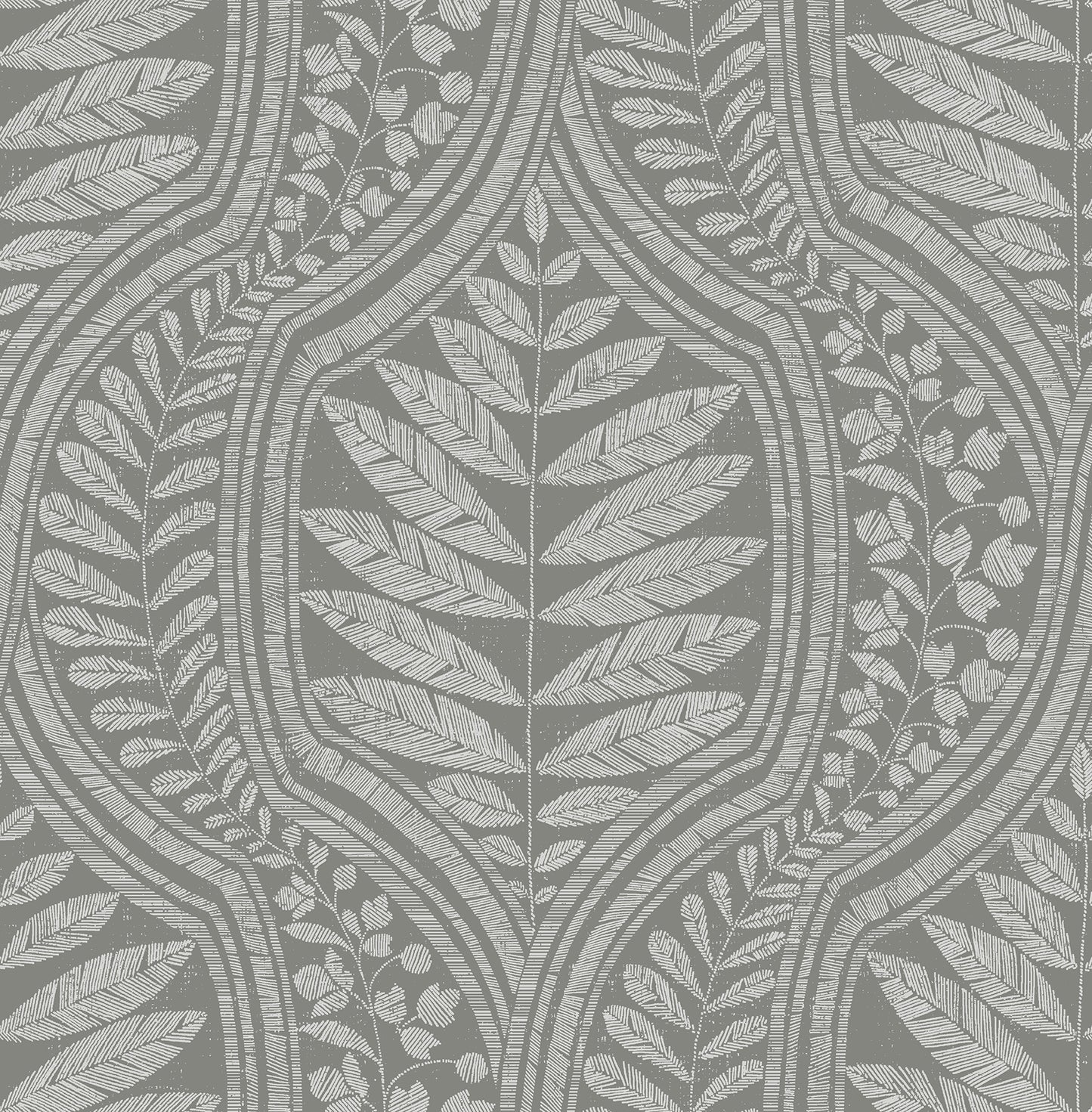 A-Street Prints Juno Dark Grey Grey Ogee Wallpaper, 20.5-in by 33-ft