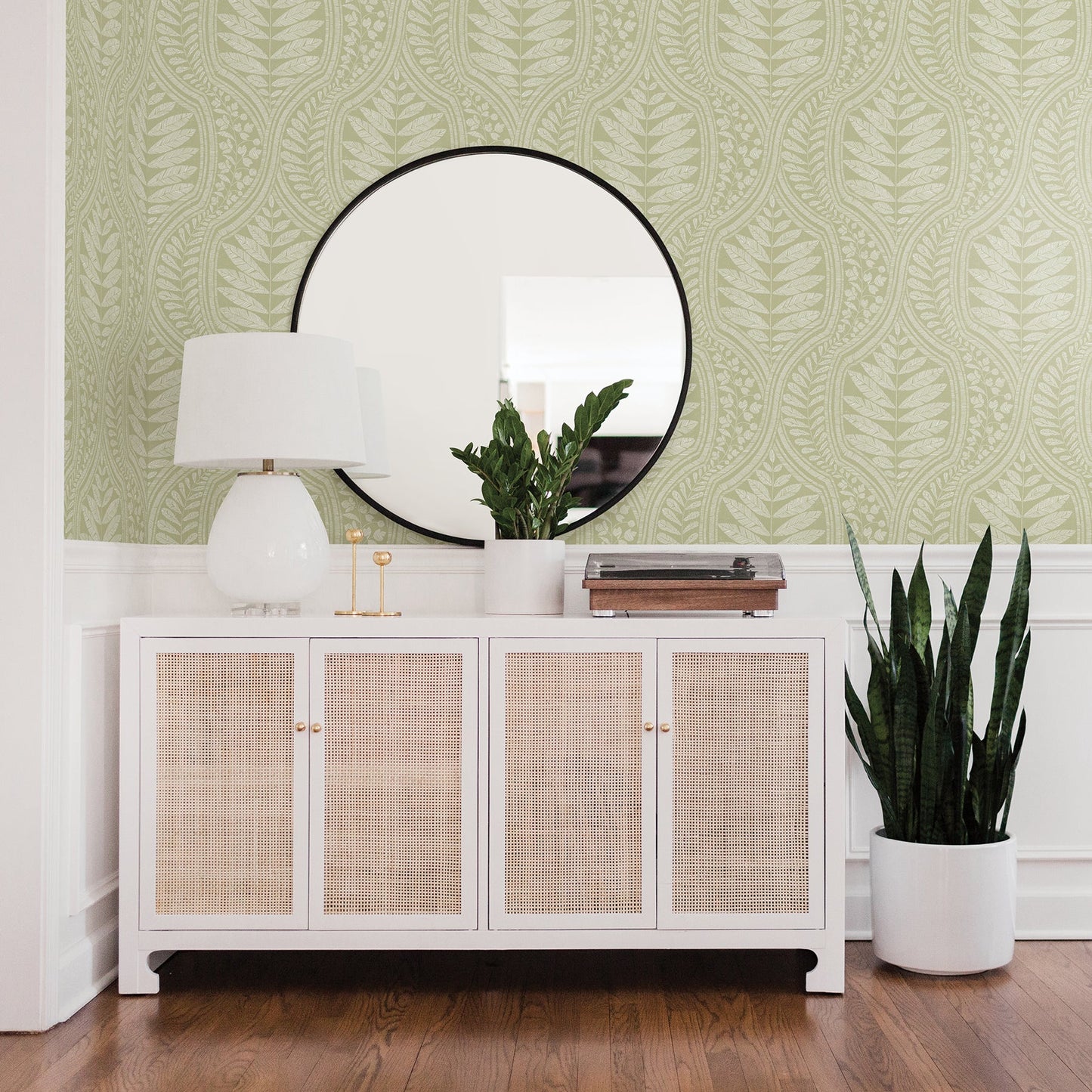 A-Street Prints Juno Green Ogee Wallpaper, 20.5-in by 33-ft