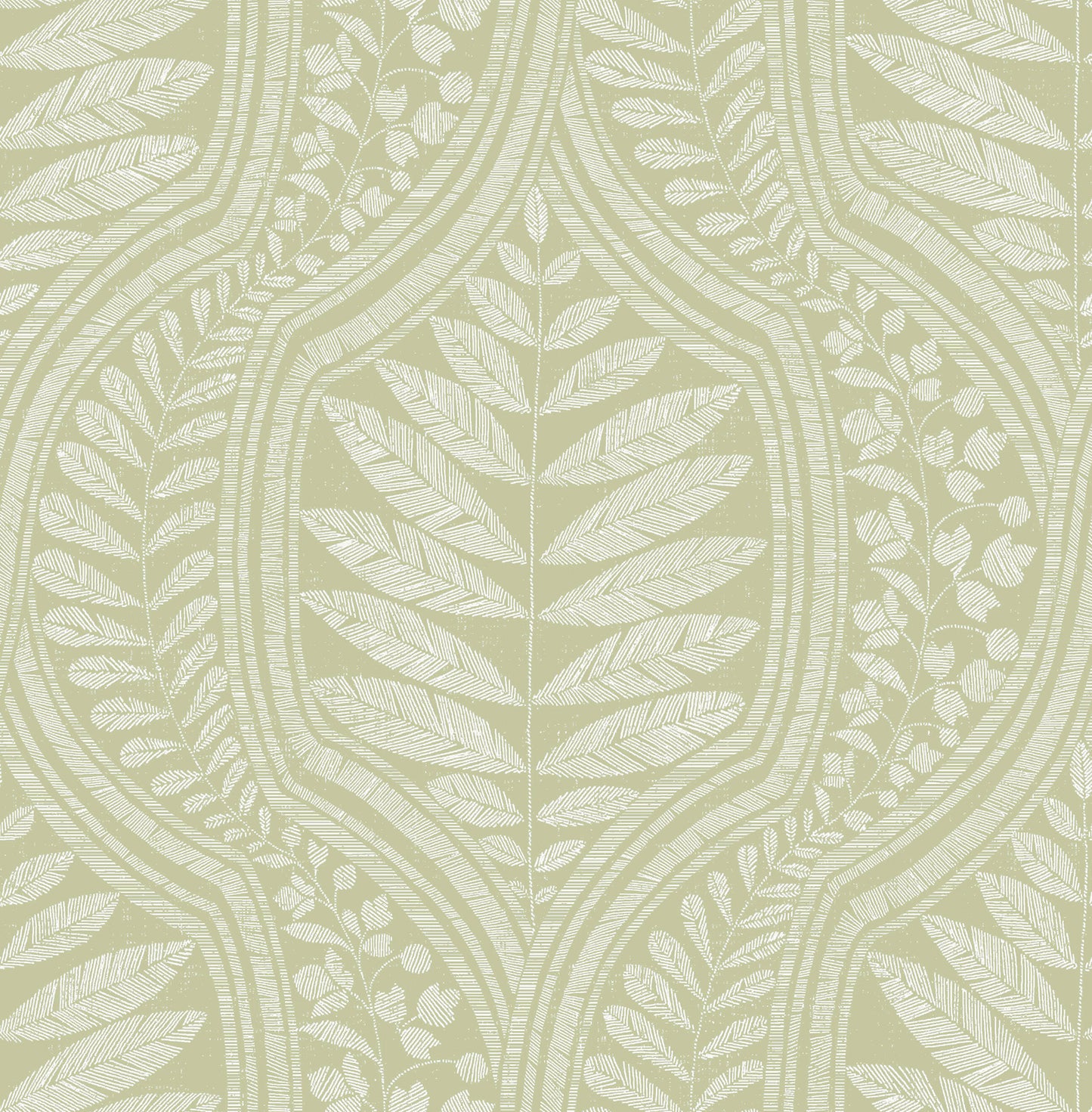 A-Street Prints Juno Green Ogee Wallpaper, 20.5-in by 33-ft