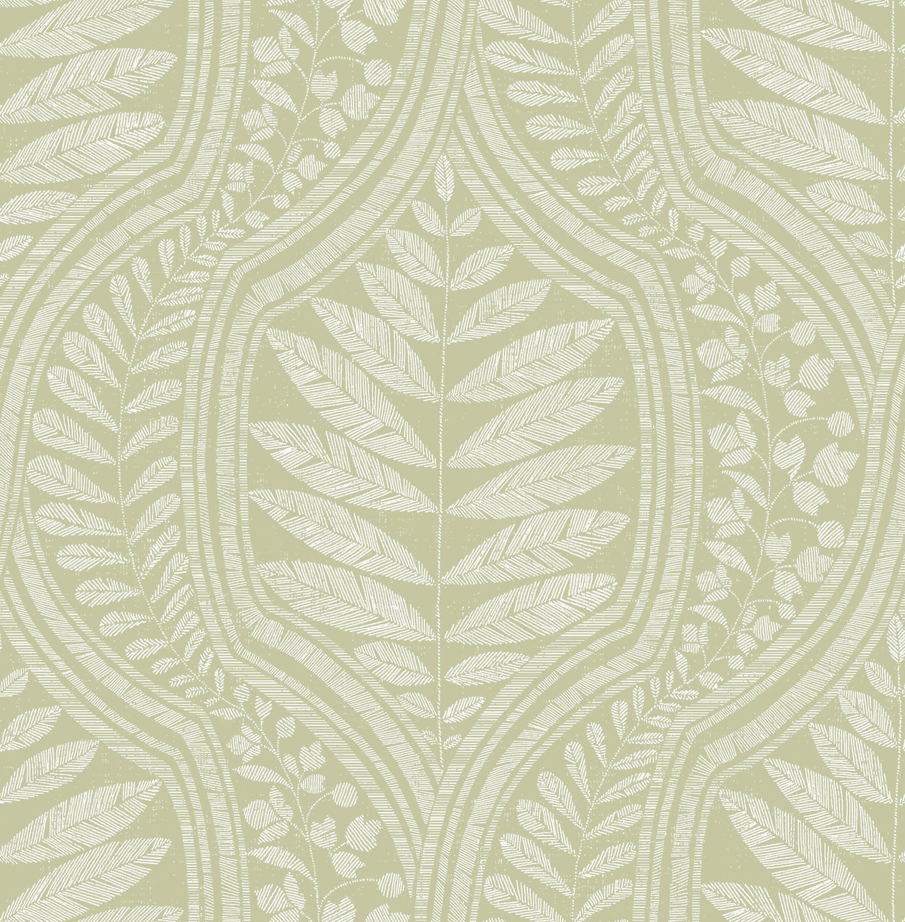 A-Street Prints Juno Green Ogee Wallpaper, 20.5-in by 33-ft