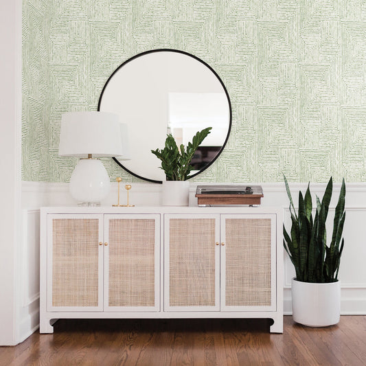 A-Street Prints Merritt Green Geometric Wallpaper, 20.5-in by 33-ft