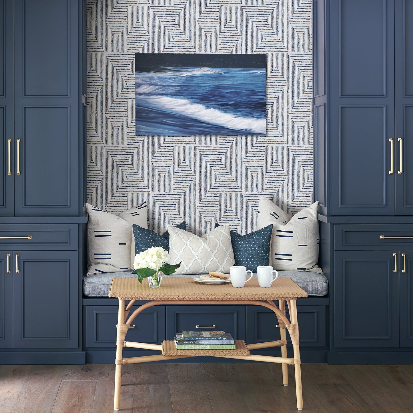 A-Street Prints Merritt Indigo Geometric Wallpaper, 20.5-in by 33-ft