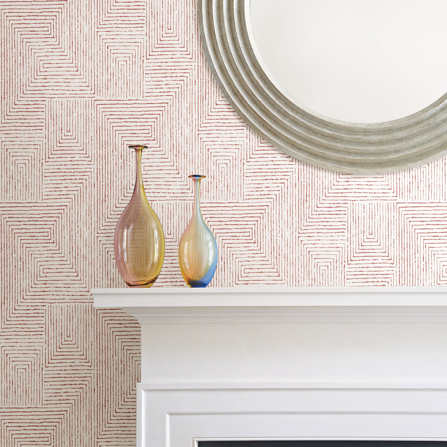 A-Street Prints Merritt Red Geometric Wallpaper, 20.5-in by 33-ft