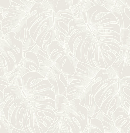 A-Street Prints Balboa White Botanical Wallpaper, 20.5-in by 33-ft