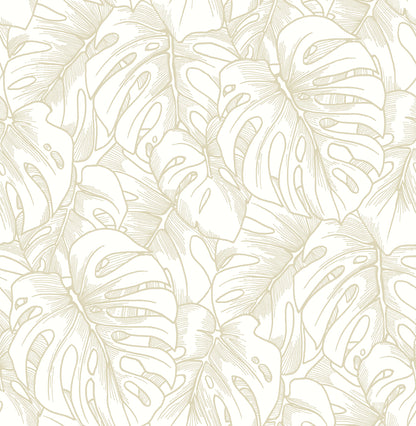 A-Street Prints Balboa Gold Botanical Wallpaper, 20.5-in by 33-ft