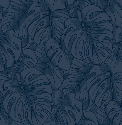 A-Street Prints Balboa Indigo Botanical Wallpaper, 20.5-in by 33-ft