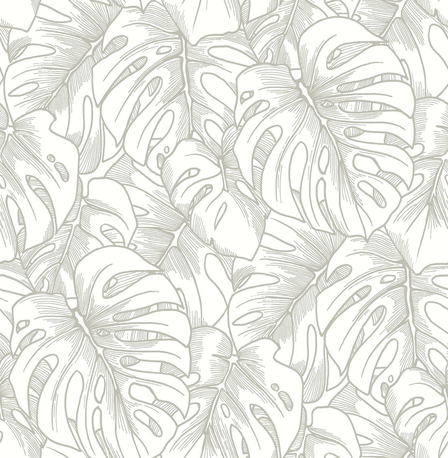 A-Street Prints Balboa Silver Botanical Wallpaper, 20.5-in by 33-ft