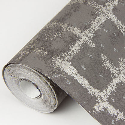 A-Street Prints Shea Charcoal Distressed Geometric Wallpaper, 20.5-in by 33-ft