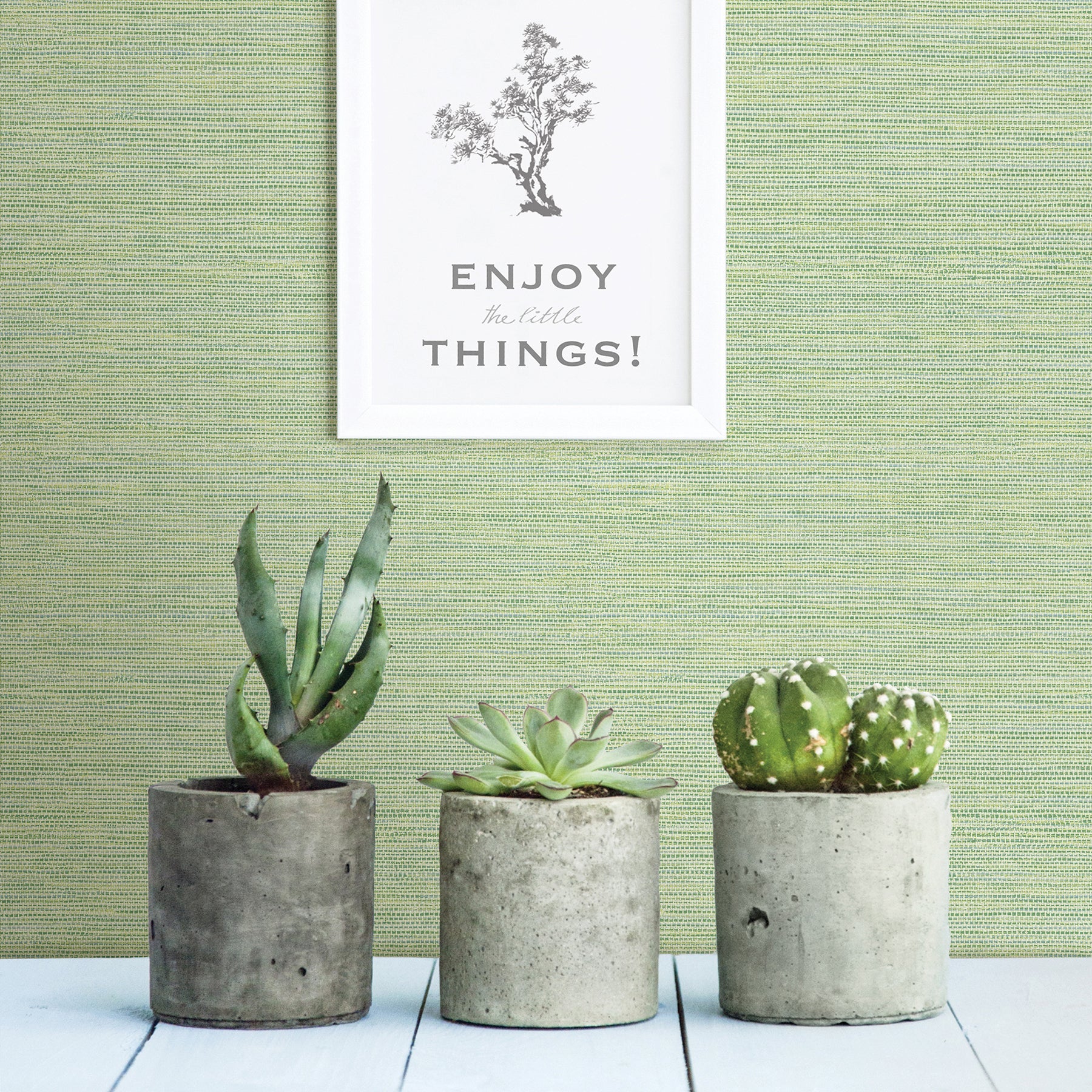 A-Street Prints Agave Green Imitation Grasscloth Wallpaper, 20.5-in by 33-ft