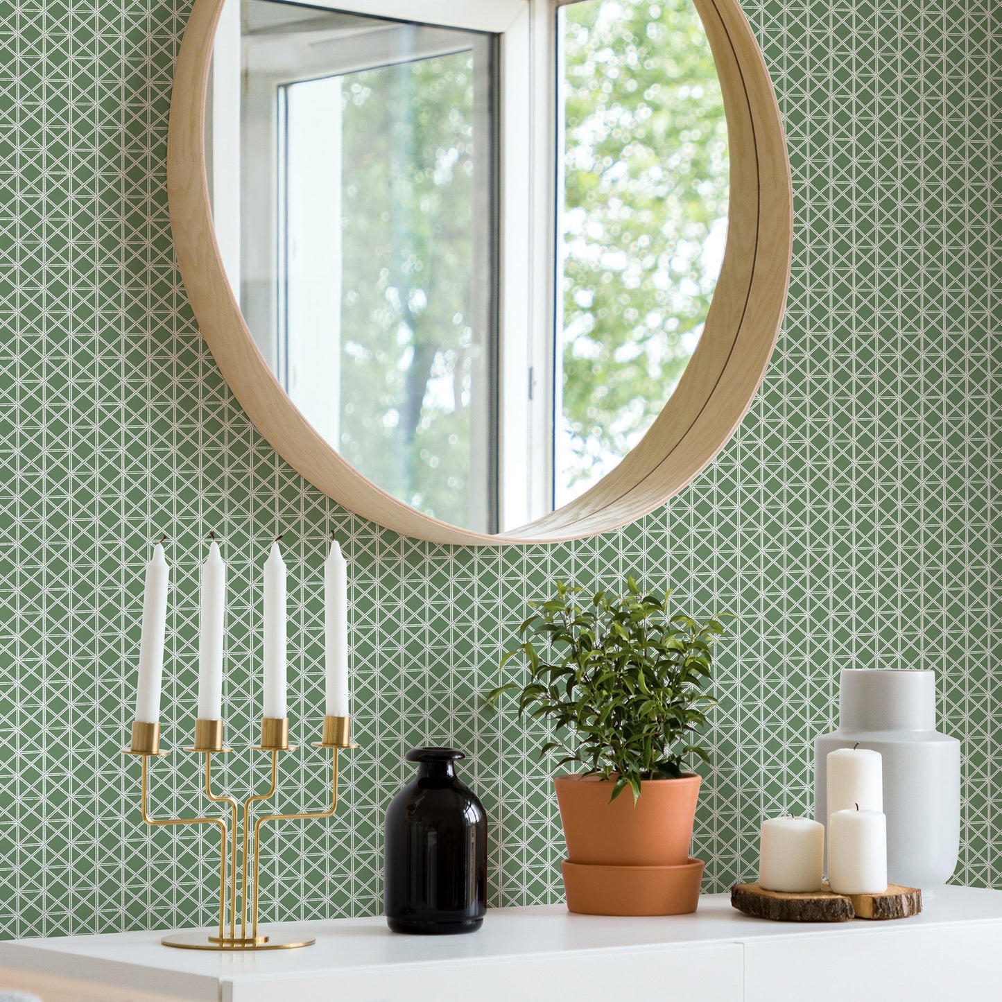 A-Street Prints Lisbeth Green Geometric Lattice Wallpaper, 20.5-in by 33-ft