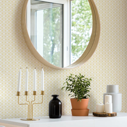 A-Street Prints Lisbeth Yellow Geometric Lattice Wallpaper, 20.5-in by 33-ft