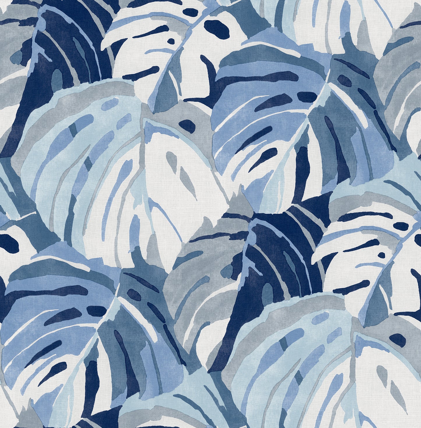 A-Street Prints Samara Blue Monstera Leaf Wallpaper, 20.5-in by 33-ft