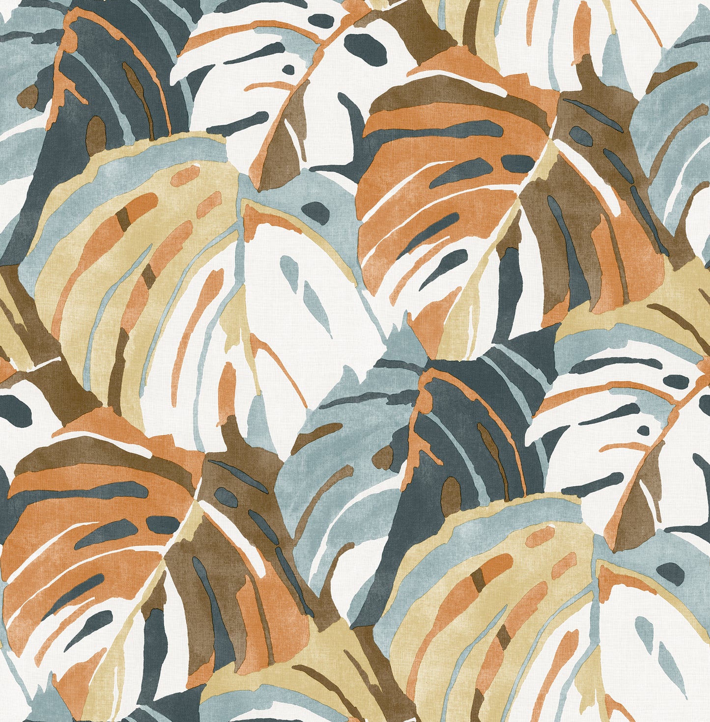 A-Street Prints Samara Orange Monstera Leaf Wallpaper, 20.5-in by 33-ft