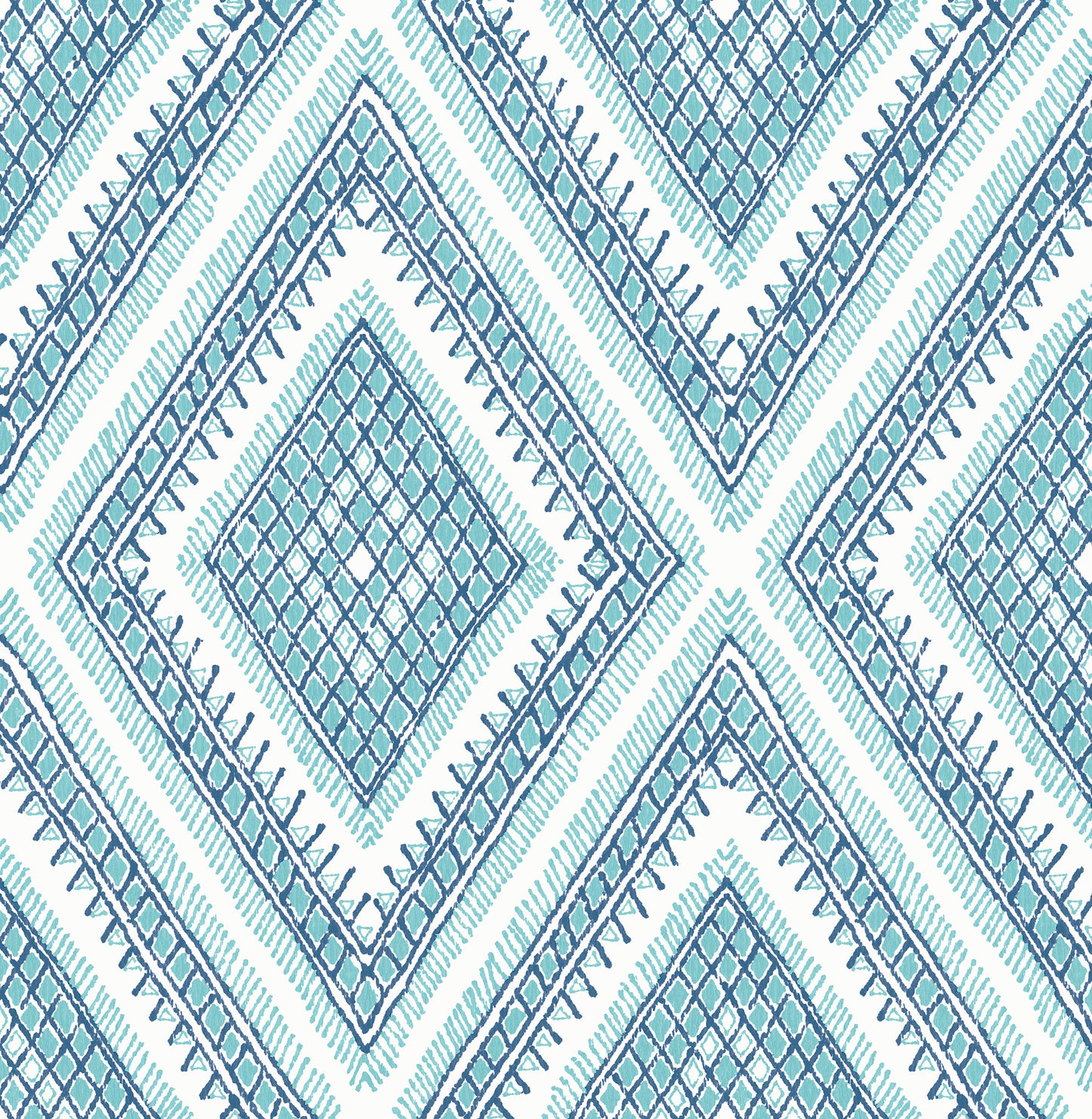 A-Street Prints Zaya Blue Tribal Diamonds Wallpaper, 20.5-in by 33-ft