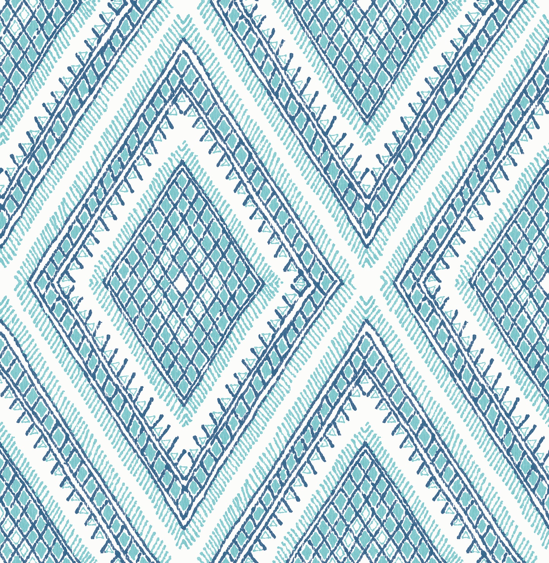 A-Street Prints Zaya Blue Tribal Diamonds Wallpaper, 20.5-in by 33-ft