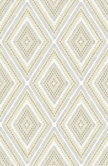 A-Street Prints Zaya Light Yellow Tribal Diamonds Wallpaper, 20.5-in by 33-ft