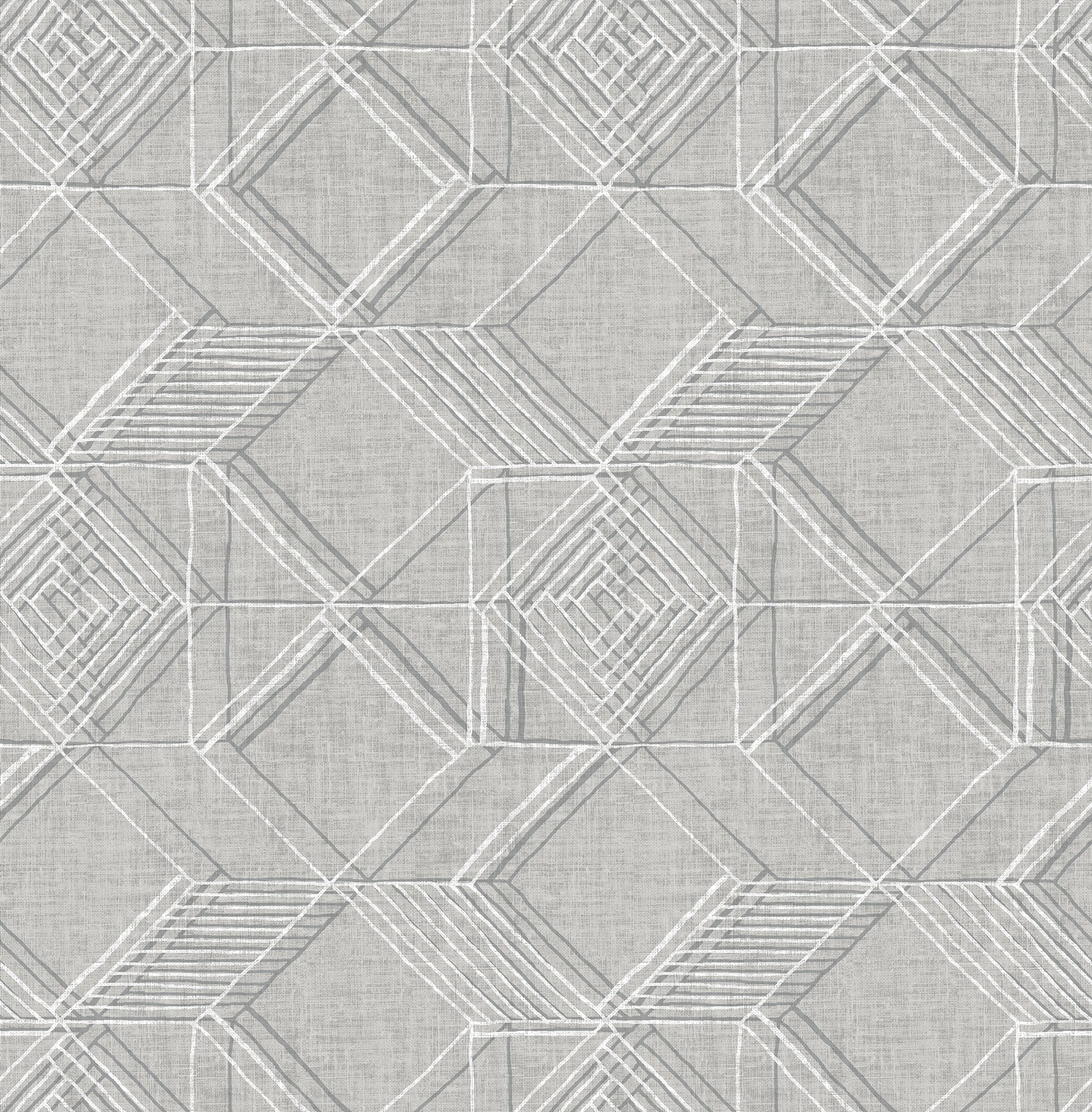 A-Street Prints Moki Grey Lattice Geometric Wallpaper, 20.5-in by 33-ft