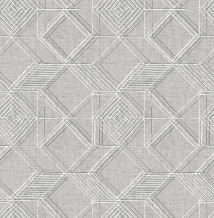 A-Street Prints Moki Grey Lattice Geometric Wallpaper, 20.5-in by 33-ft