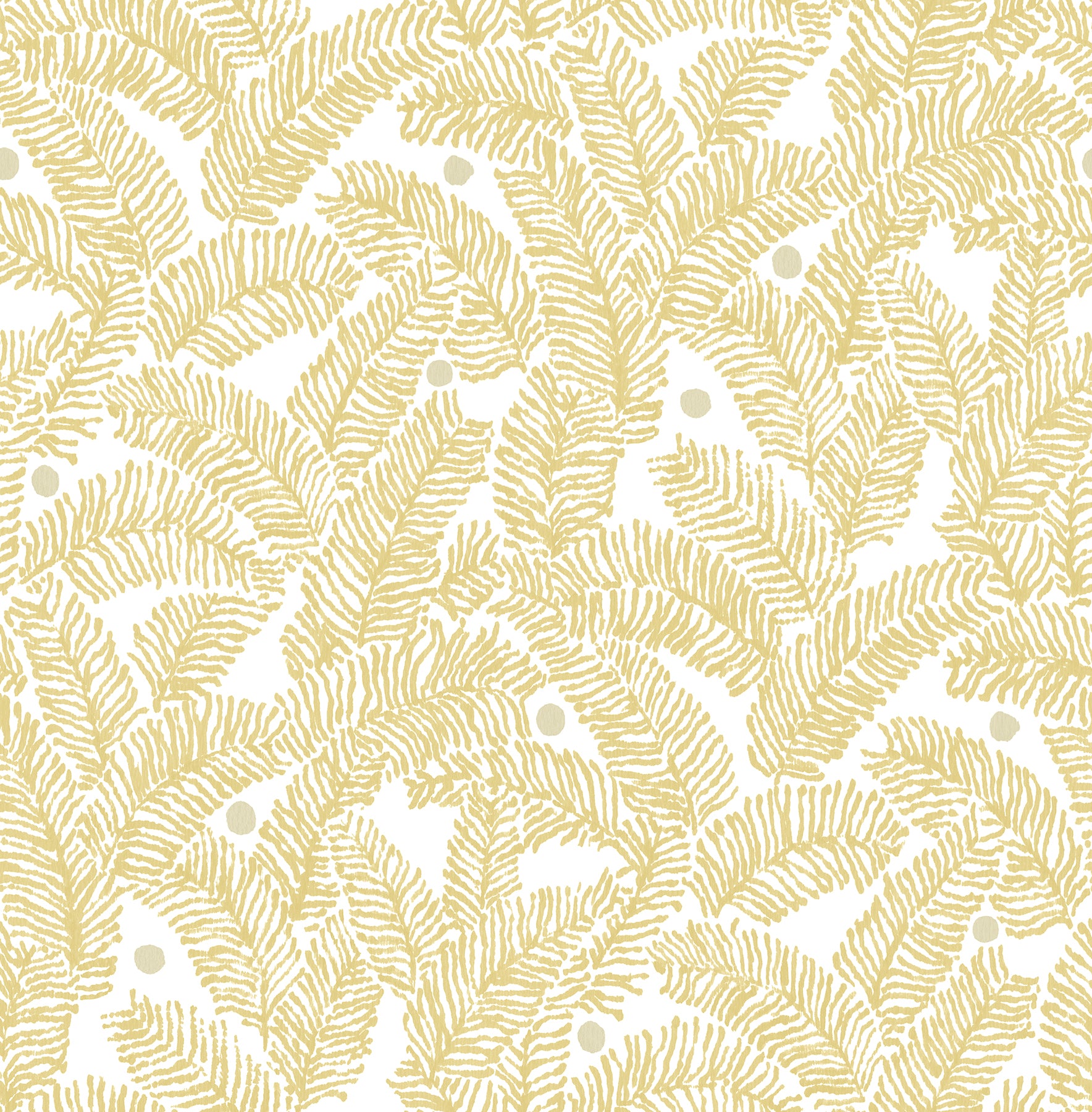 A-Street Prints Athina Yellow Fern Wallpaper, 20.5-in by 33-ft