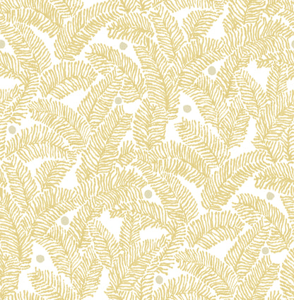 A-Street Prints Athina Yellow Fern Wallpaper, 20.5-in by 33-ft