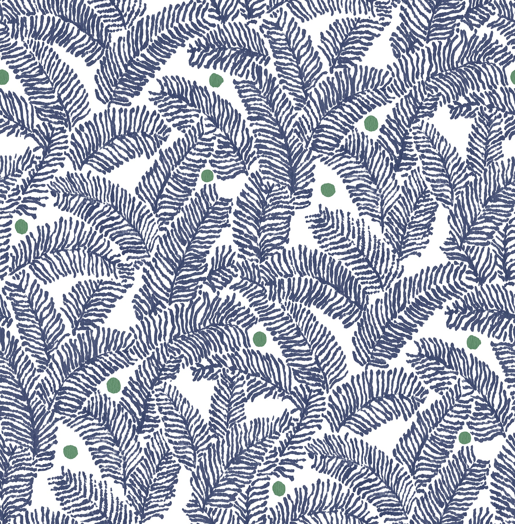 A-Street Prints Athina Navy Fern Wallpaper, 20.5-in by 33-ft