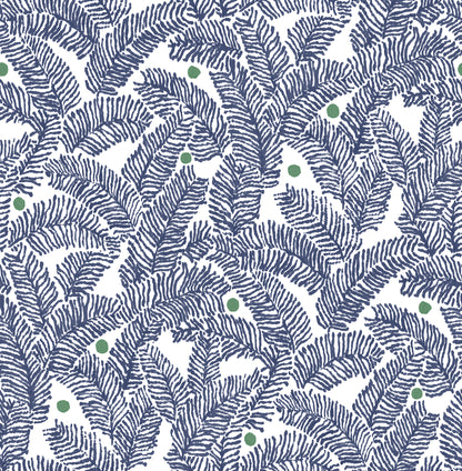 A-Street Prints Athina Navy Fern Wallpaper, 20.5-in by 33-ft