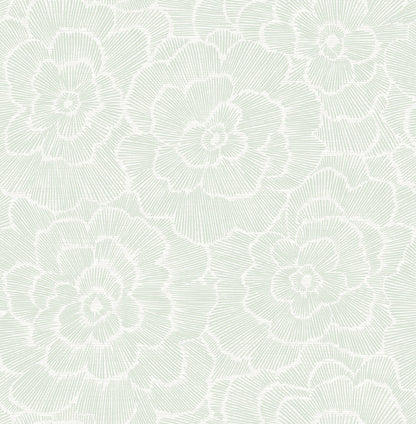 A-Street Prints Periwinkle Green Textured Floral Wallpaper, 20.5-in by 33-ft