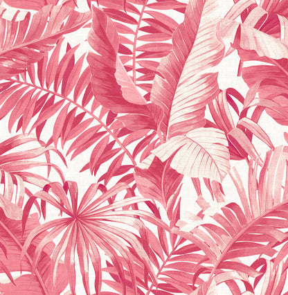 A-Street Prints Alfresco Pink Tropical Palm Wallpaper, 20.5-in by 33-ft