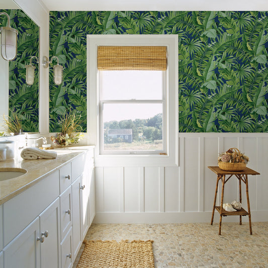 A-Street Prints Alfresco Jade Tropical Palm Wallpaper, 20.5-in by 33-ft