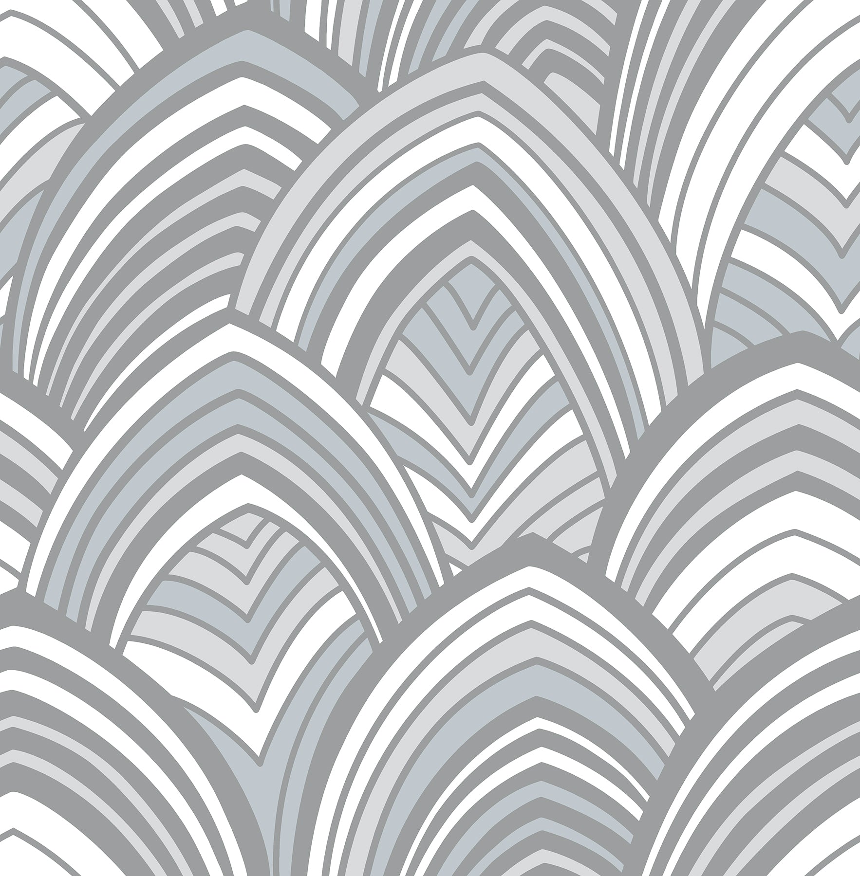 A-Street Prints Cabarita Grey Art Deco Flocked Leaves Wallpaper, 20.5-in by 33-ft