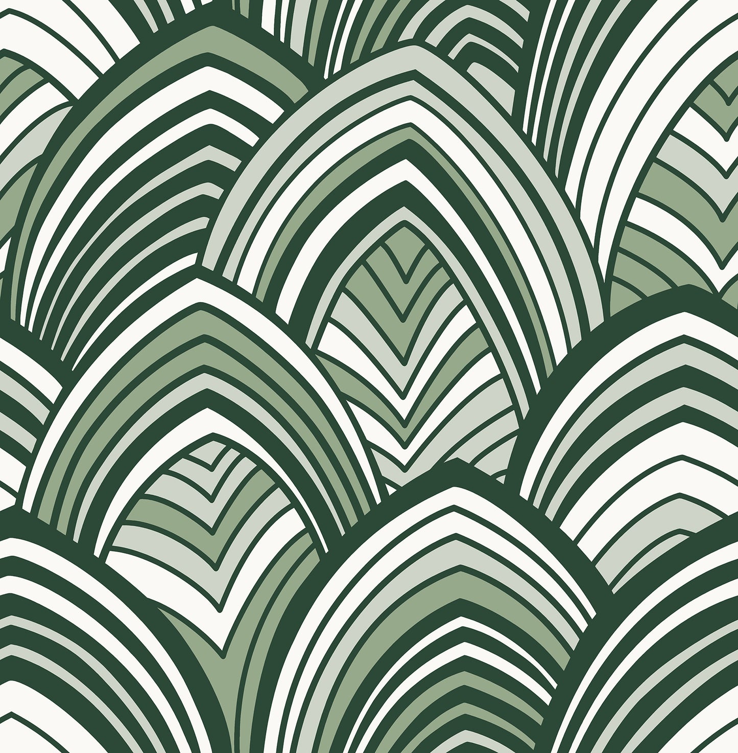 A-Street Prints Cabarita Green Art Deco Flocked Leaves Wallpaper, 20.5-in by 33-ft