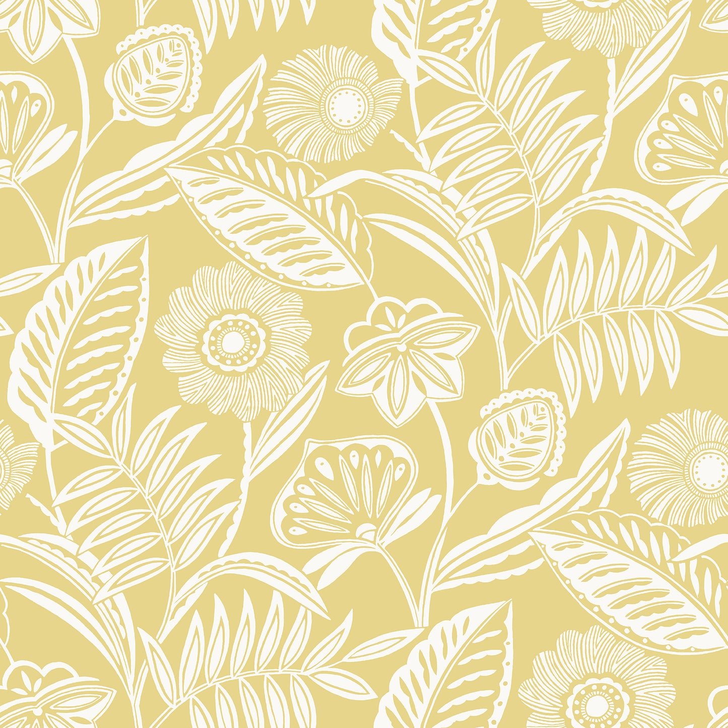 A-Street Prints Alma Yellow Tropical Floral Wallpaper, 27-in by 27-ft