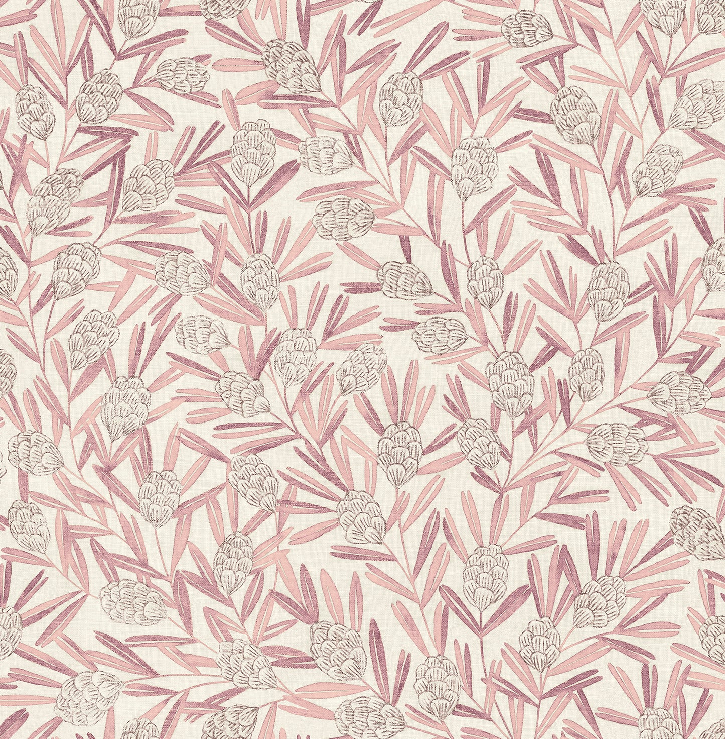 A-Street Prints Zulma Pink Decorative Botanical Wallpaper, 20.5-in by 33-ft