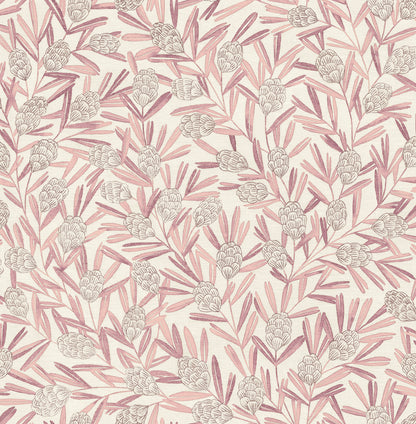 A-Street Prints Zulma Pink Decorative Botanical Wallpaper, 20.5-in by 33-ft