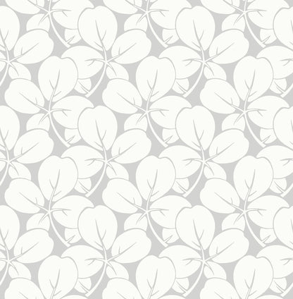 A-Street Prints Robert Light Grey Clover Wallpaper, 20.5-in by 33-ft