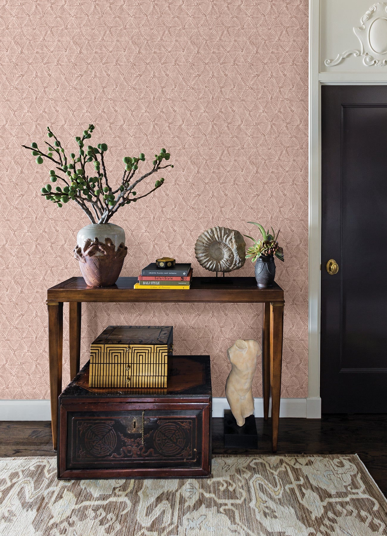 A-Street Prints Wright Rose Gold Textured Triangle Wallpaper, 20.5-in by 33-ft