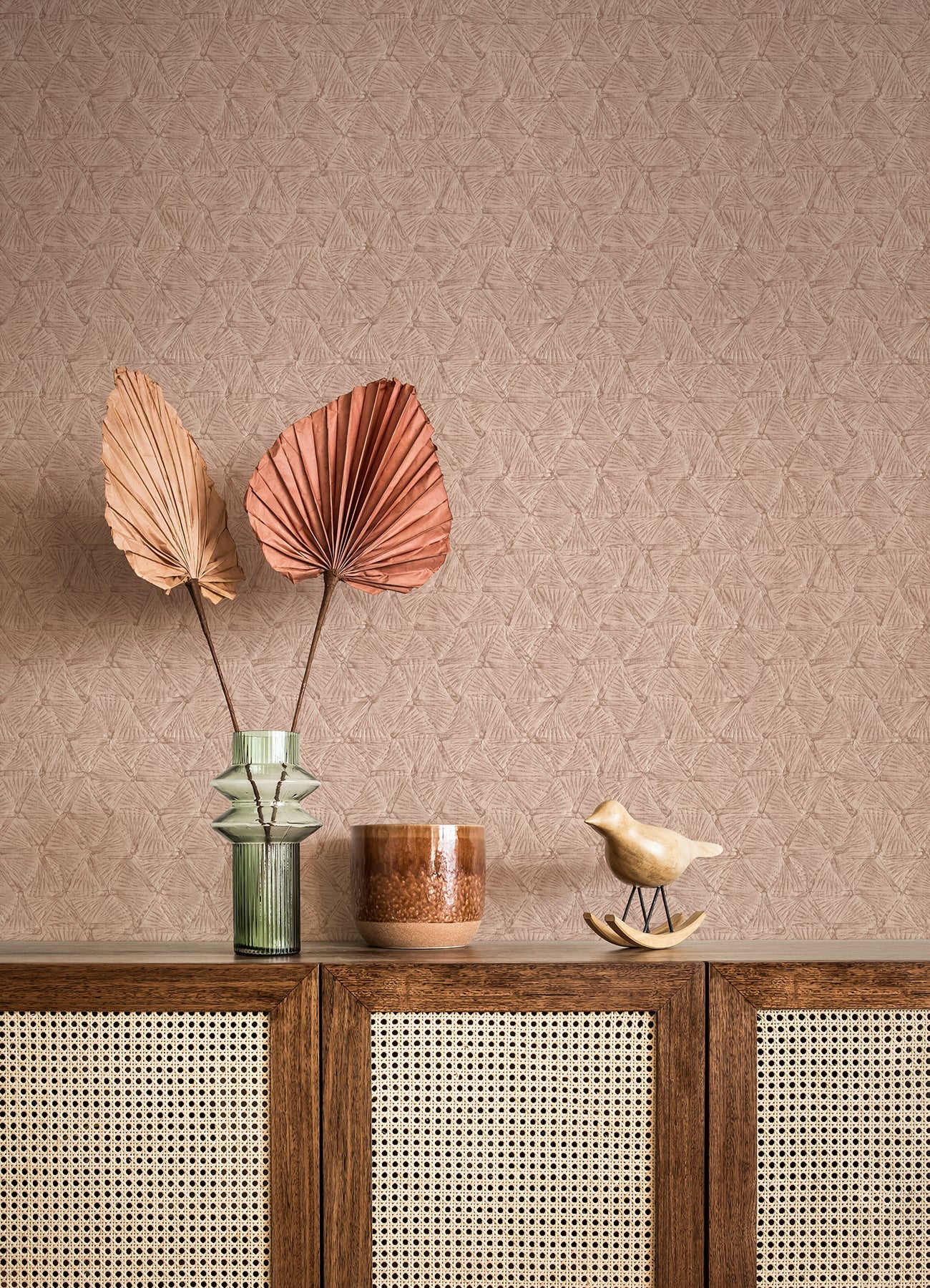 A-Street Prints Wright Rose Gold Textured Triangle Wallpaper, 20.5-in by 33-ft