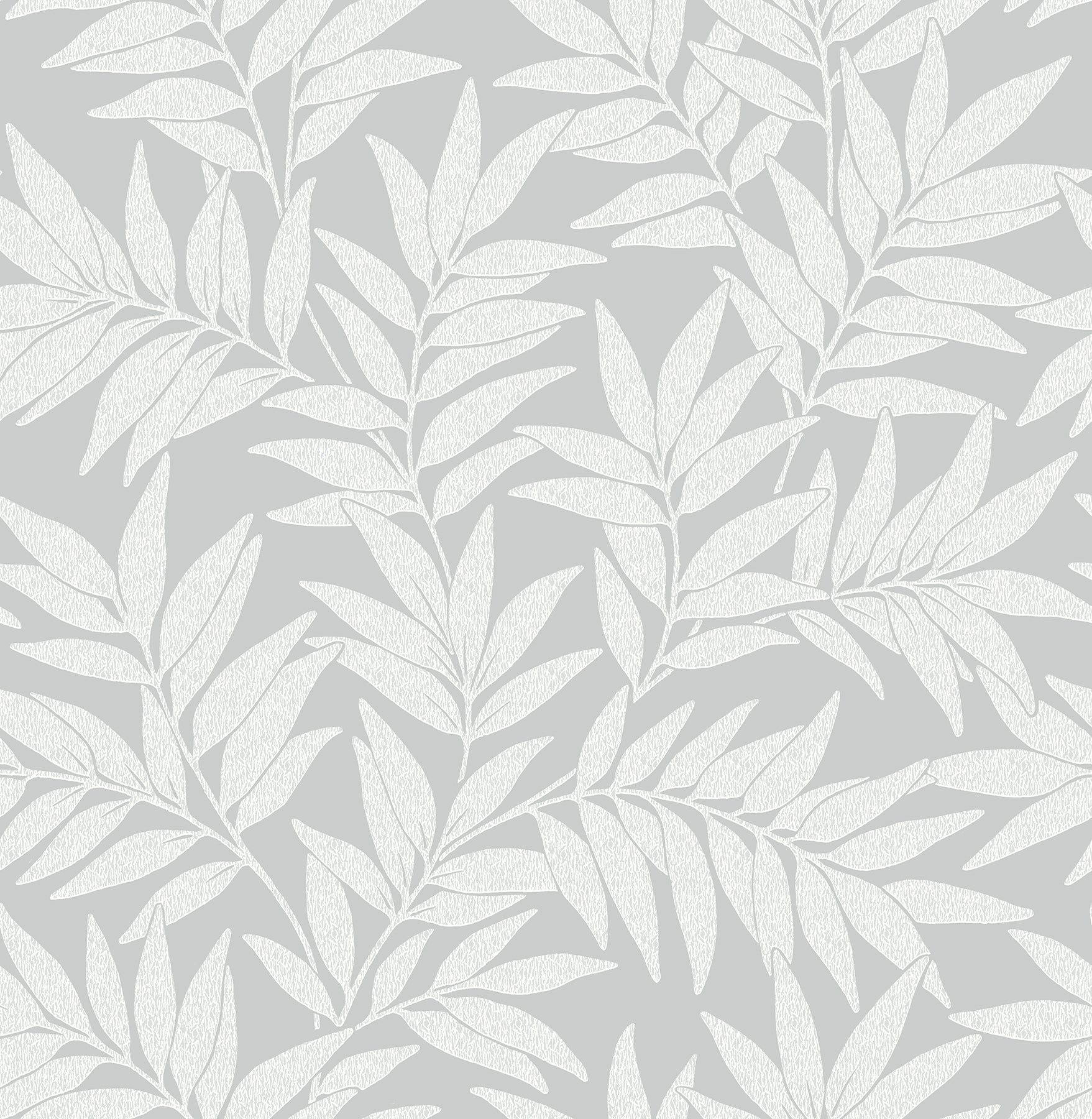 A-Street Prints Morris Light Grey Leaf Wallpaper, 20.5-in by 33-ft