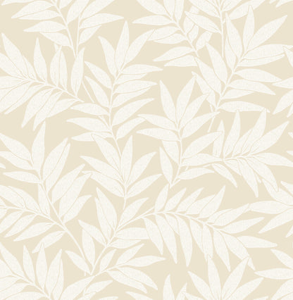 A-Street Prints Morris Taupe Leaf Wallpaper, 20.5-in by 33-ft