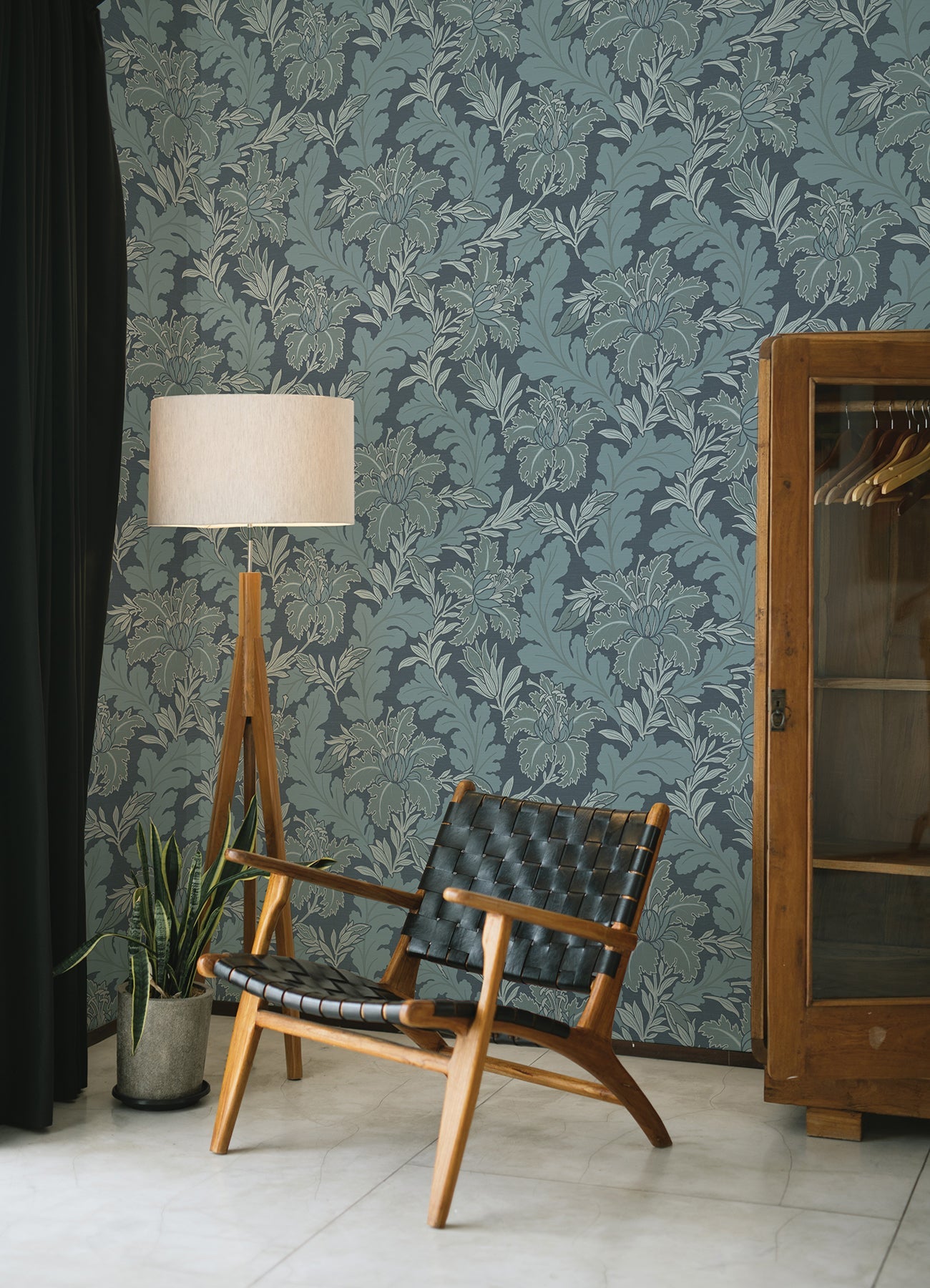 A-Street Prints Butterfield Blue Floral Wallpaper, 20.5-in by 33-ft