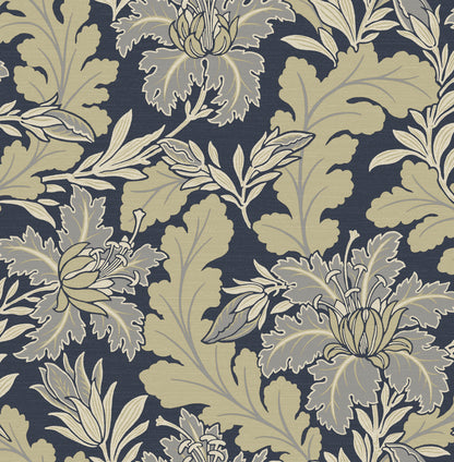 A-Street Prints Butterfield Navy Floral Wallpaper, 20.5-in by 33-ft