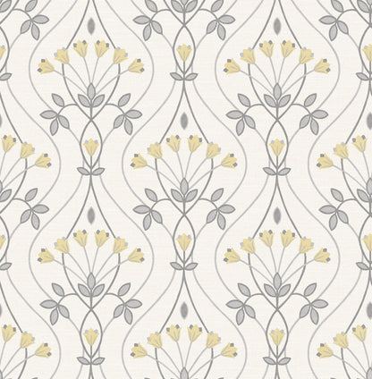 A-Street Prints Dard Grey Tulip Ogee Wallpaper, 20.5-in by 33-ft