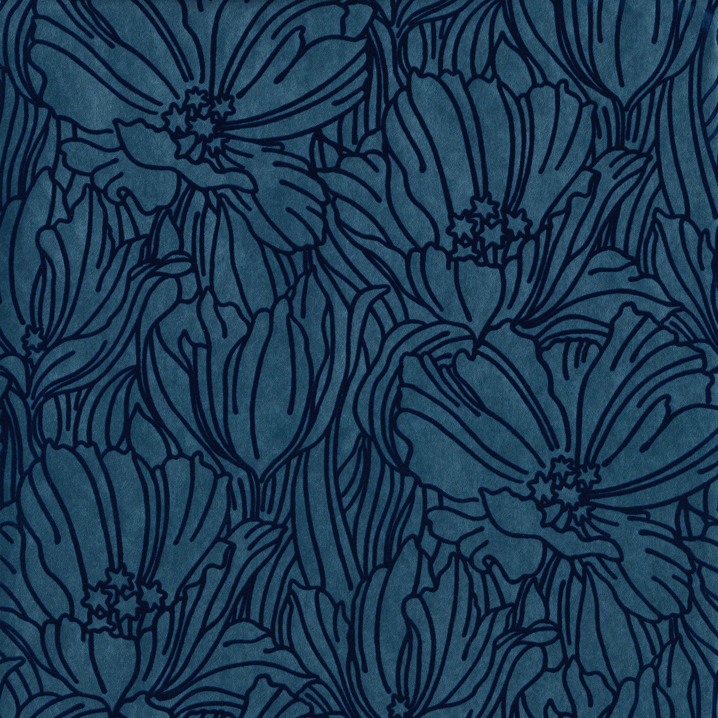 A-Street Prints Selwyn Flock Dark Blue Floral Wallpaper, 20.5-in by 33-ft