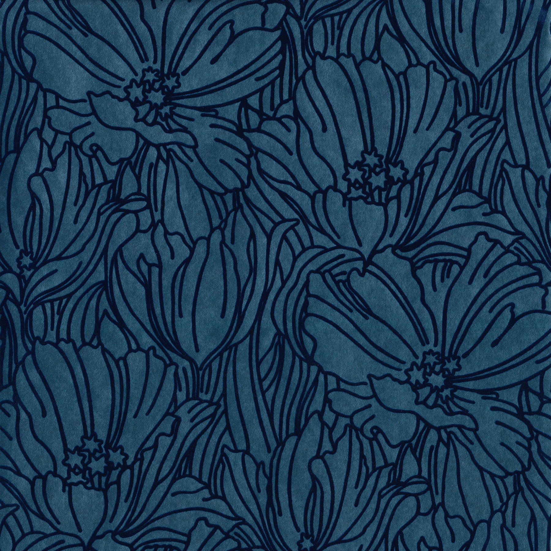 A-Street Prints Selwyn Flock Dark Blue Floral Wallpaper, 20.5-in by 33-ft