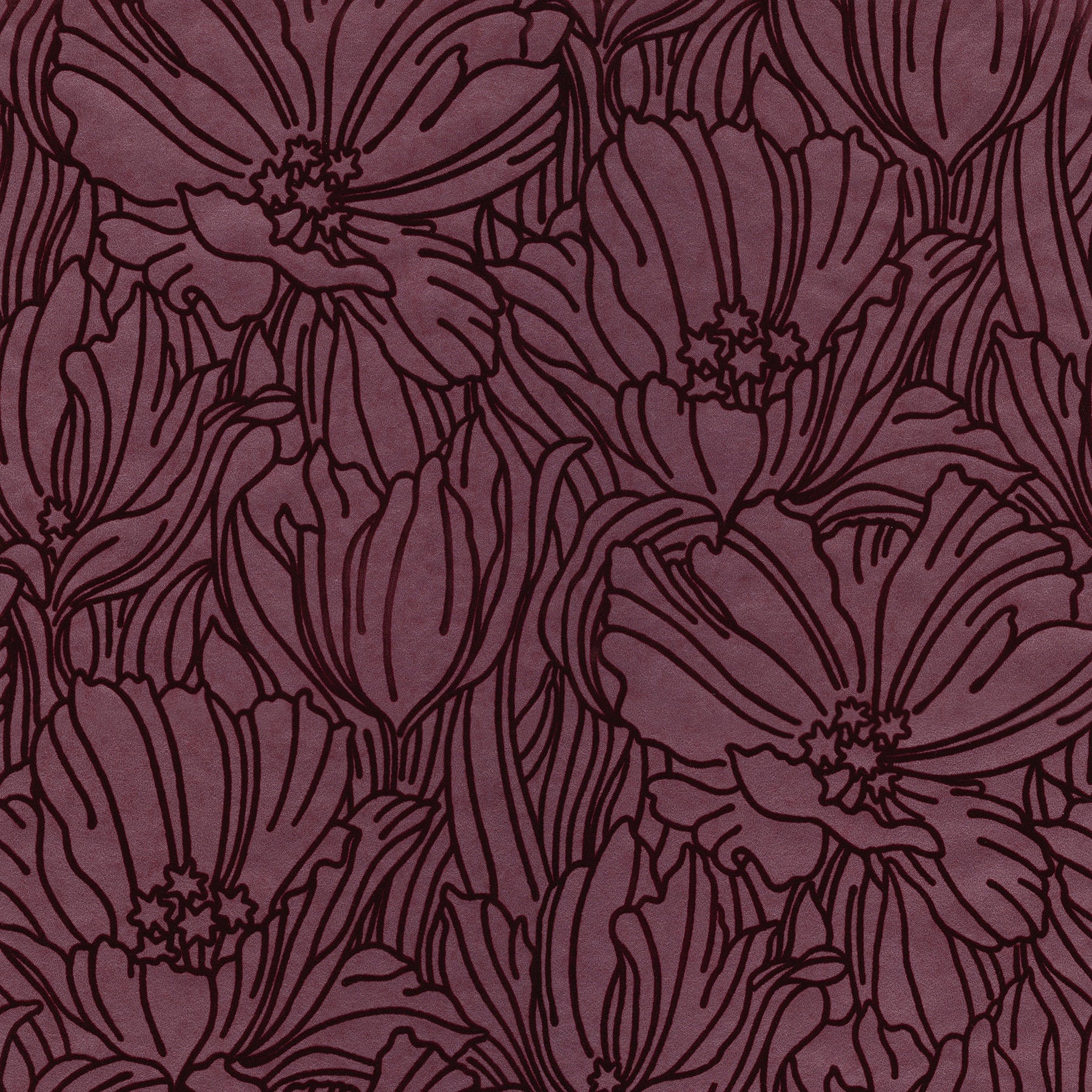 A-Street Prints Selwyn Flock Burgundy Floral Wallpaper, 20.5-in by 33-ft