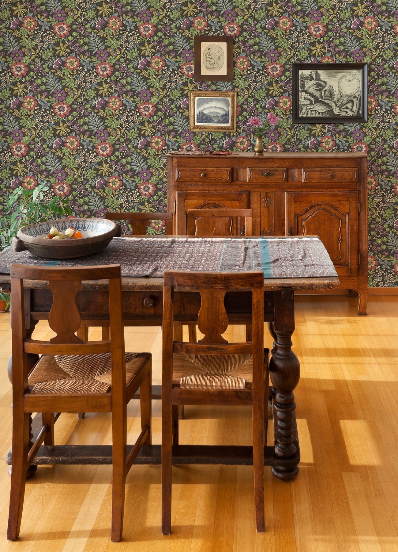 A-Street Prints Voysey Brown Floral Wallpaper, 27-in by 27-ft