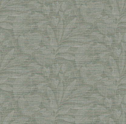 A-Street Prints Lei Jade Etched Leaves Wallpaper, 27-in by 27-ft