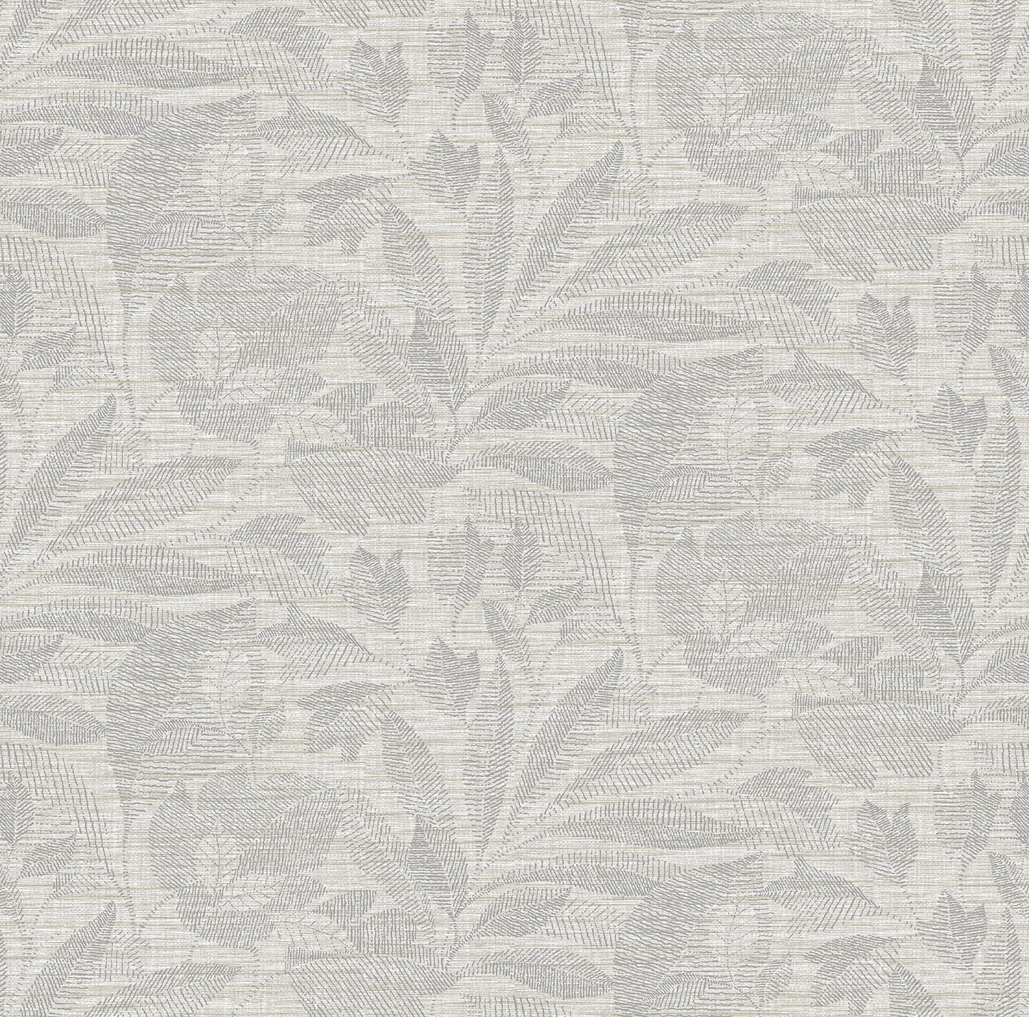 A-Street Prints Lei Silver Etched Leaves Wallpaper, 27-in by 27-ft