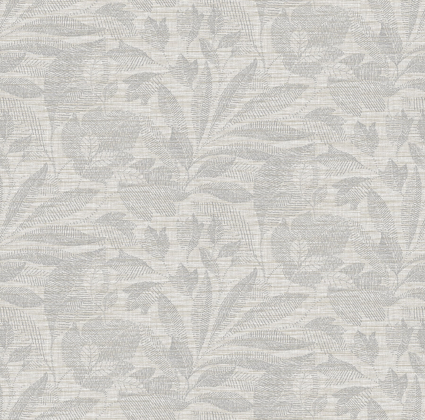 A-Street Prints Lei Silver Etched Leaves Wallpaper, 27-in by 27-ft